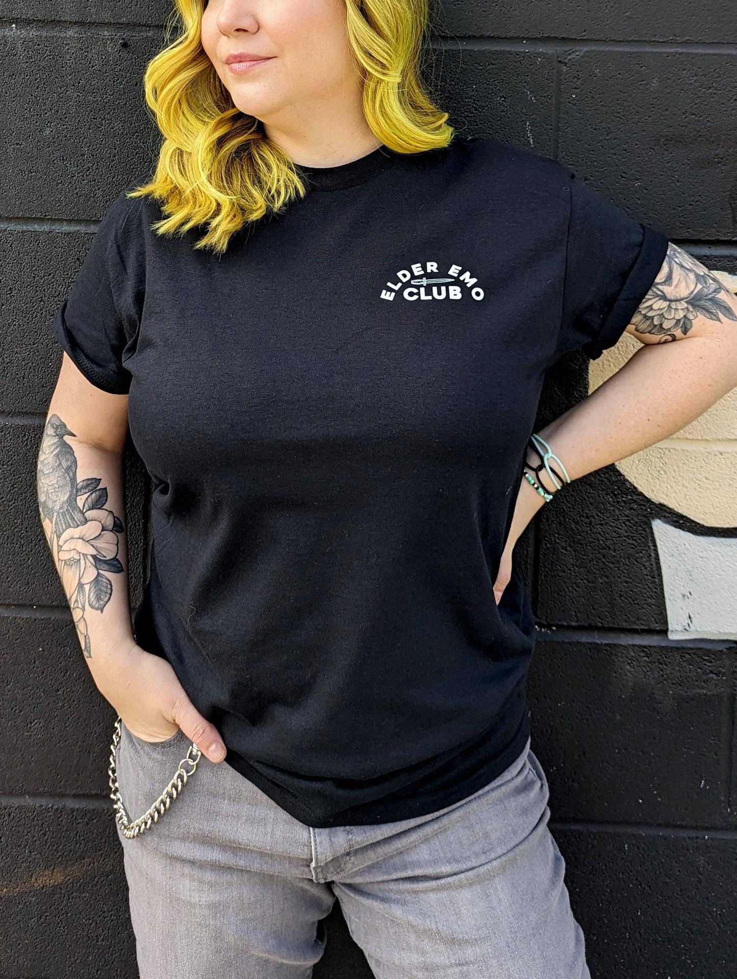 Elder Emo Club Skull and Daggar Cotton Tee Shirt