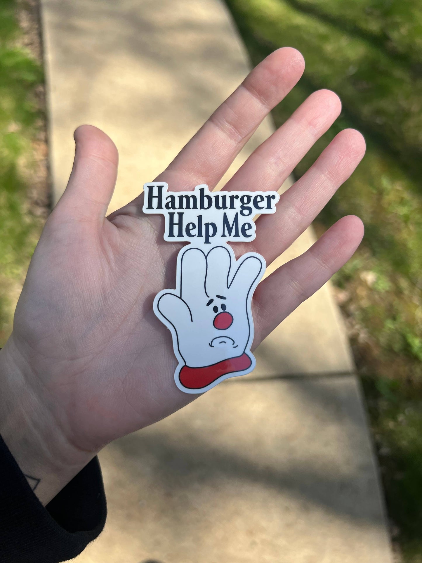 Hamburger Help Me Sticker
