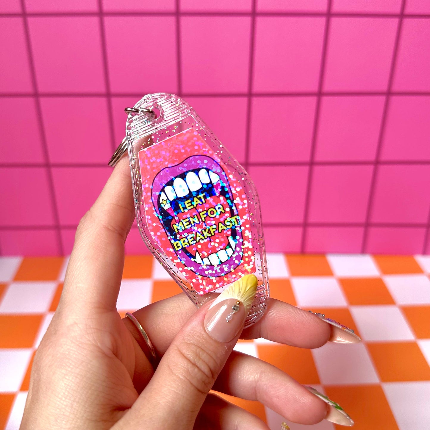 I Eat Men Funny Motel Keychain