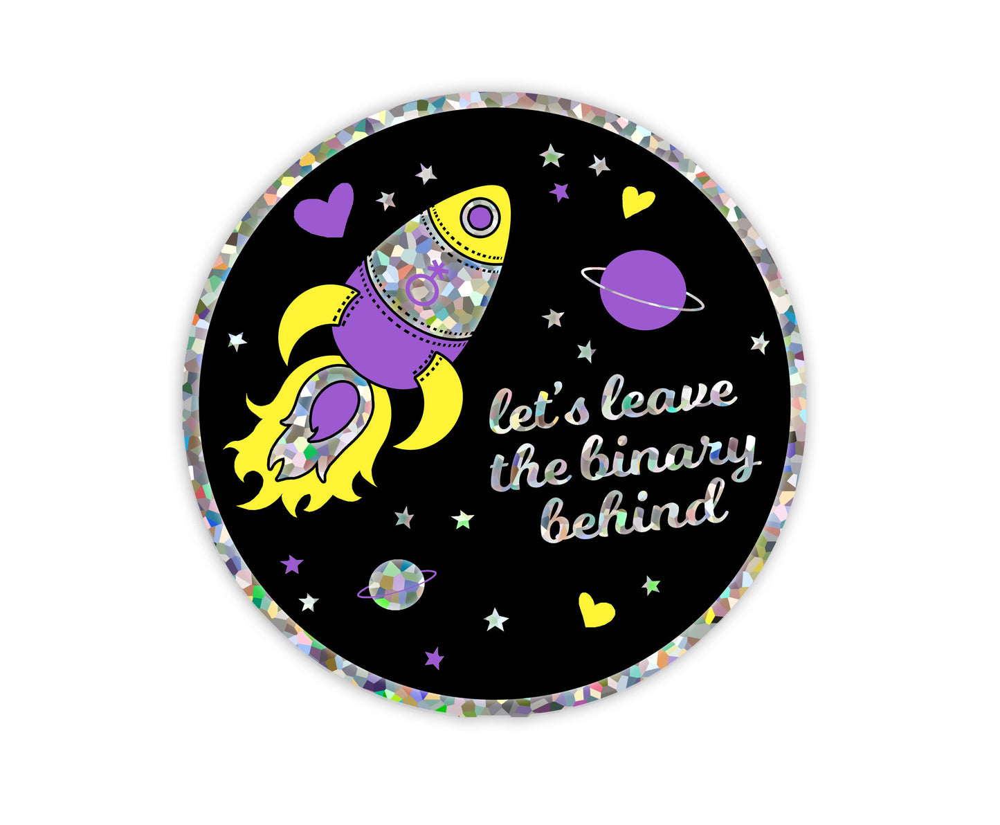 Leave the Binary Glitter Sticker - Trans Nonbinary Sticker