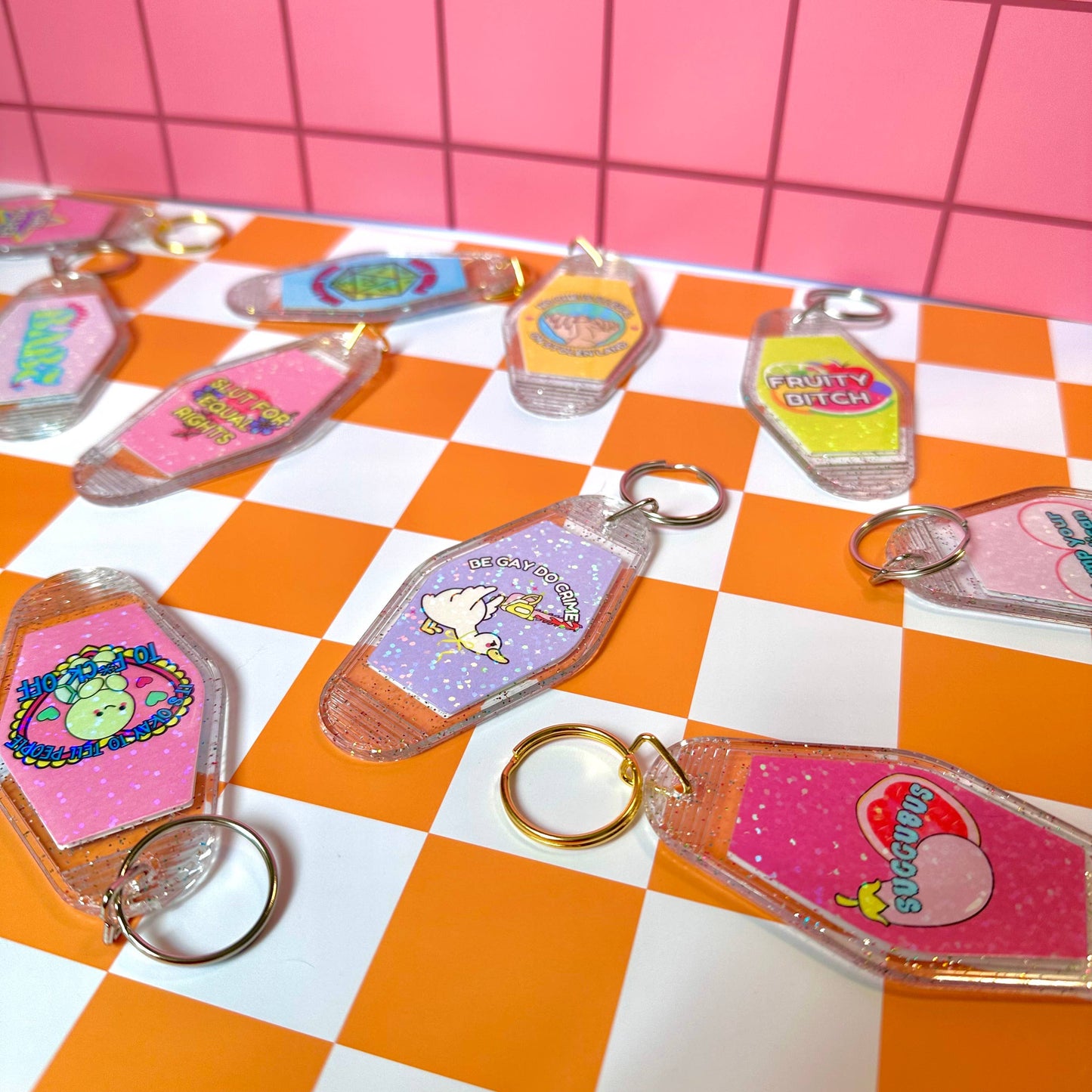 Scissors LGBTQIA+ Funny Lesbian Pride Motel Keychain