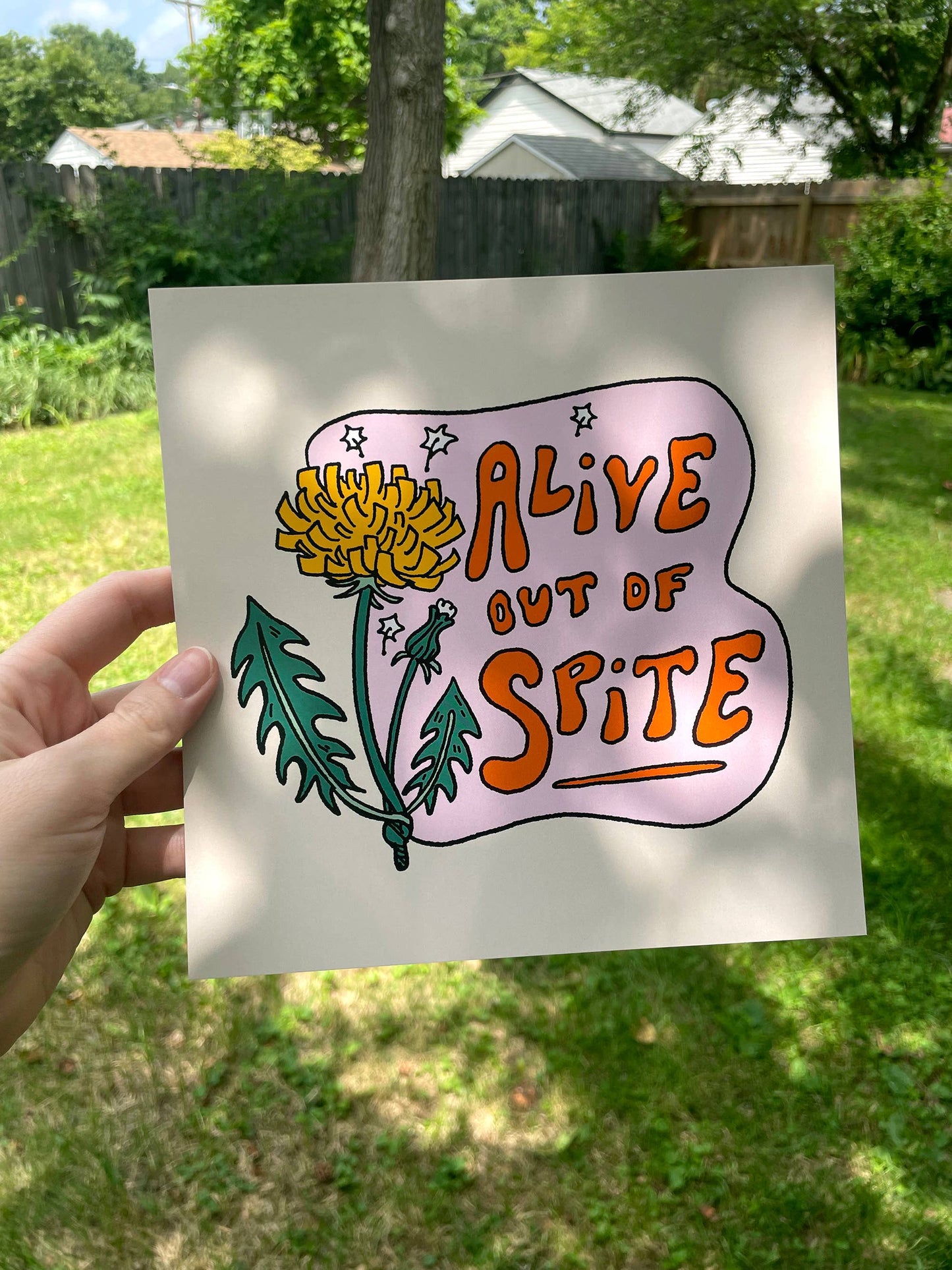 Alive Out of Spite | Dark Humor 8x8 Inch Square Art Print