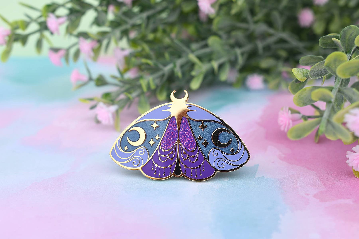 Nyx Greek Mythology Olympian Goddess Moth Enamel Pin