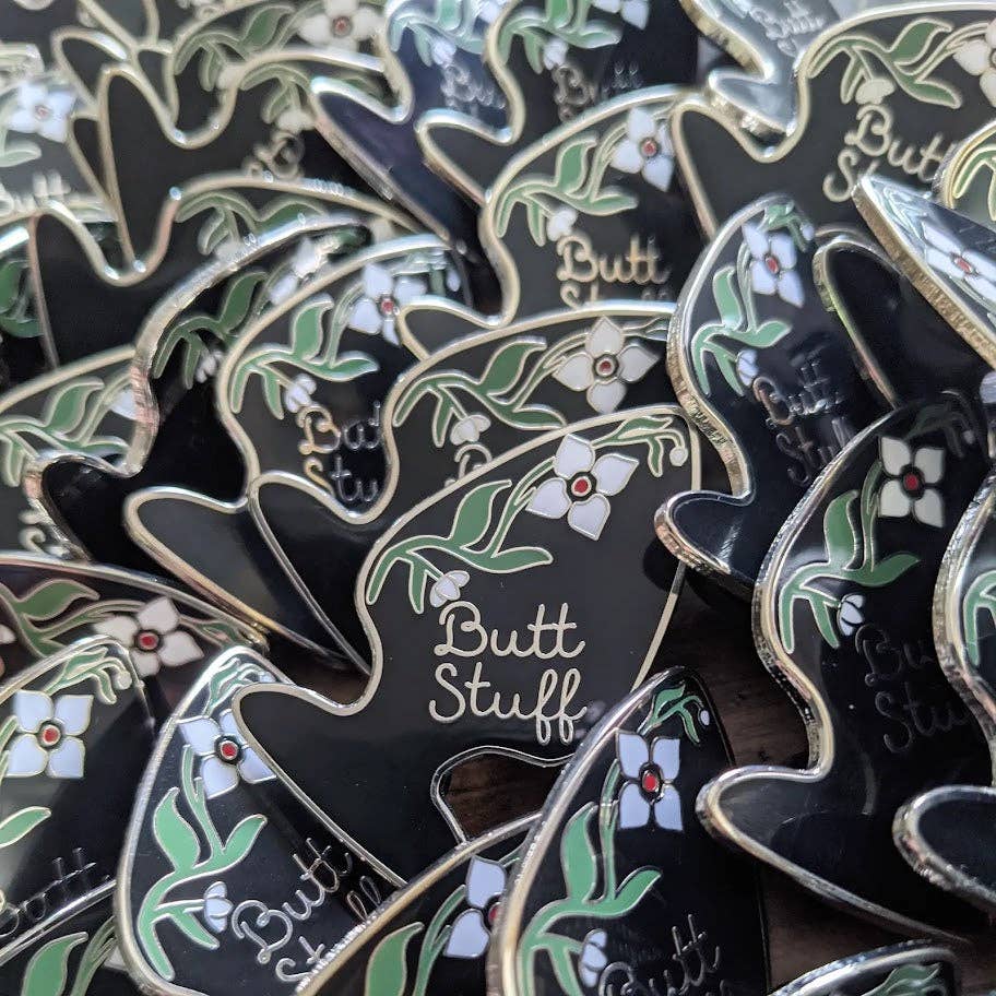 Butt Stuff - black butt plug, erotic, kinky hard enamel pin