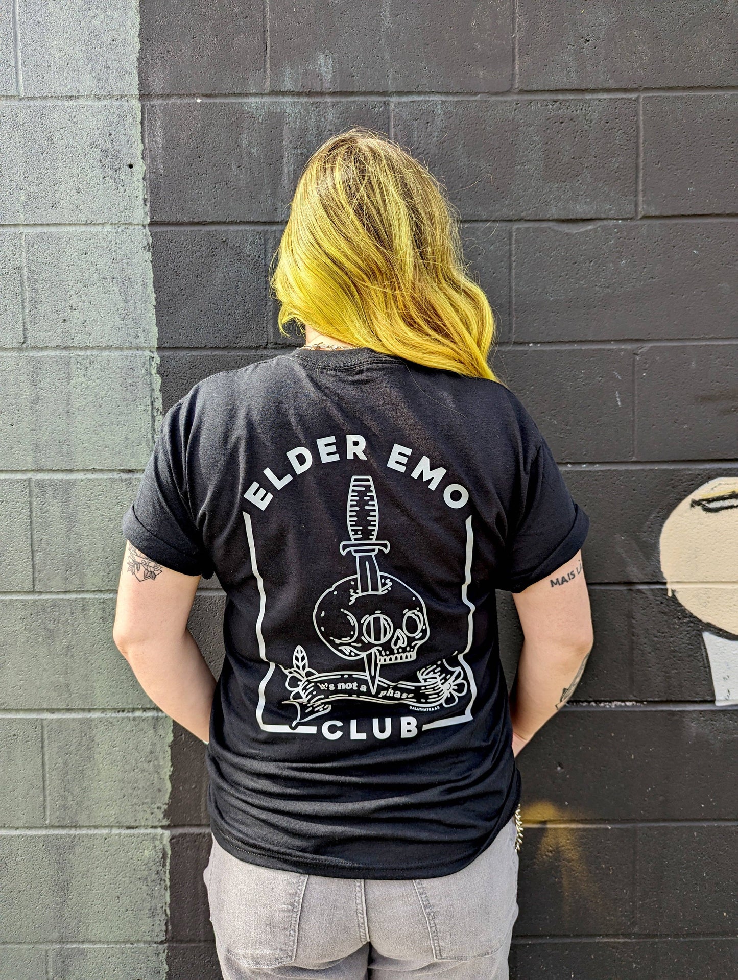 Elder Emo Club Skull and Daggar Cotton Tee Shirt