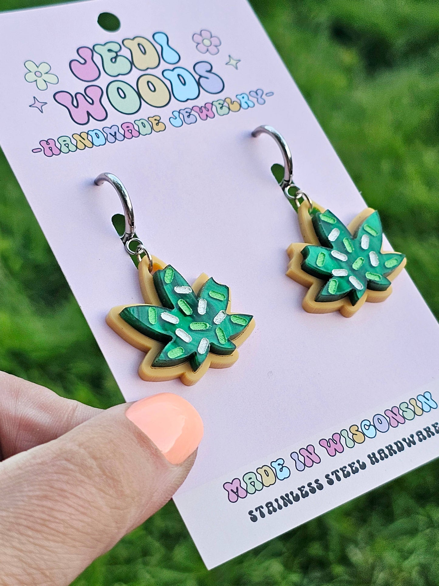 Mary Jane Weed Cookie Earrings