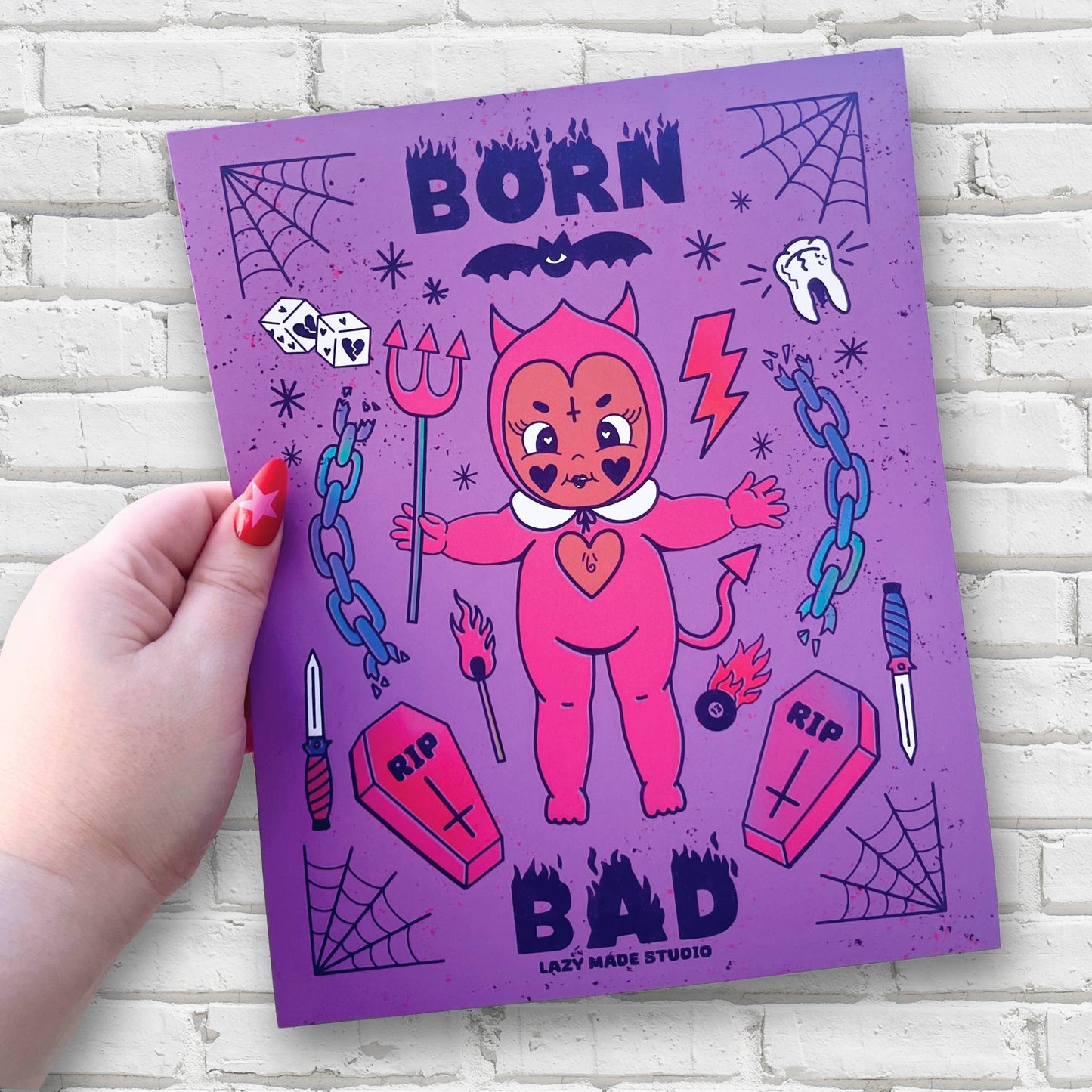 Born Bad Pink 8 x 10 Art Print
