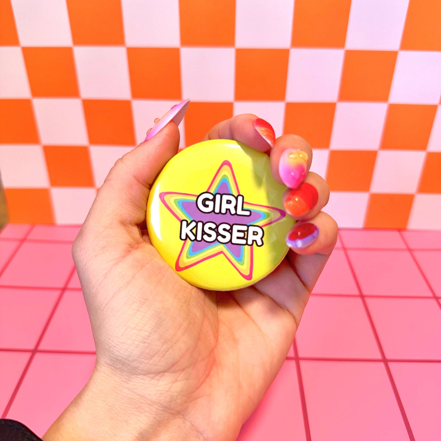 Girl Kisser Lesbian Pride LGBTQIA+ Gay LGBT Button Pin Pinback Button