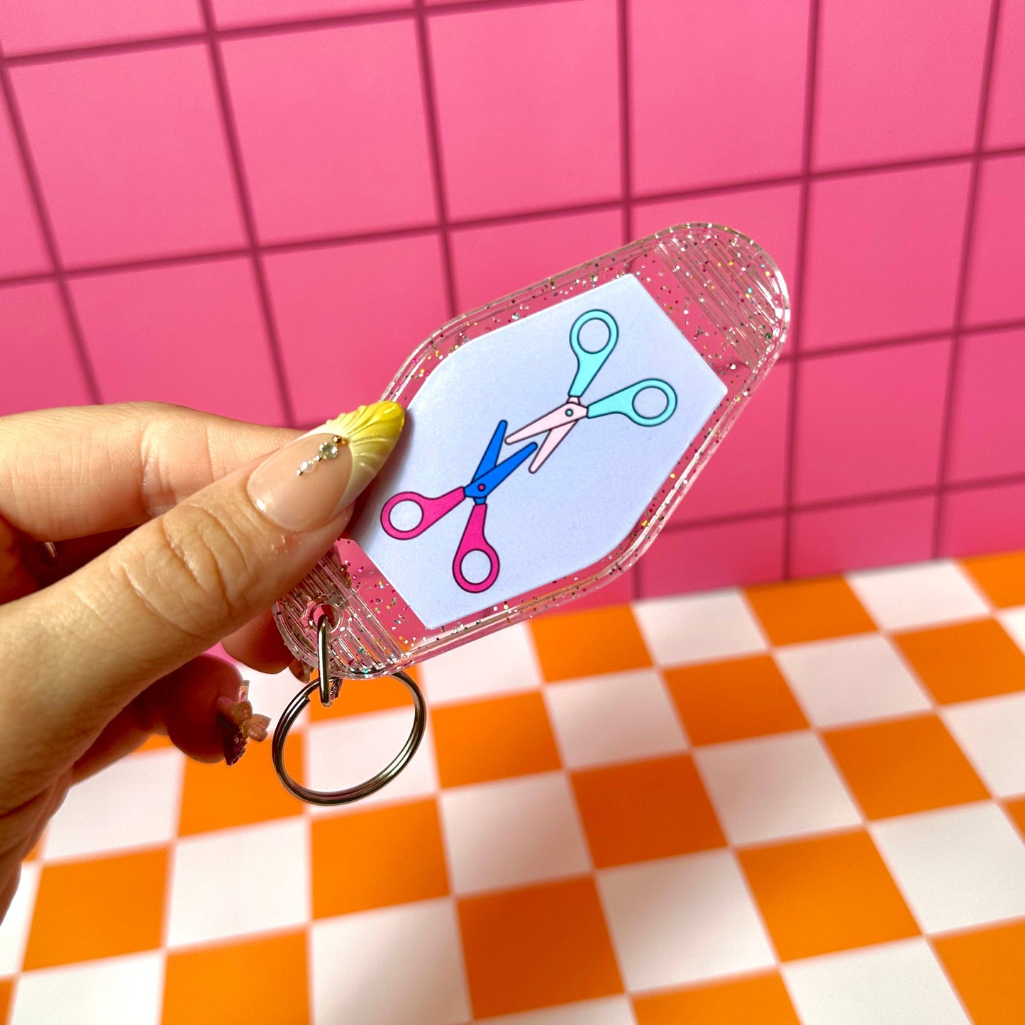 Scissors LGBTQIA+ Funny Lesbian Pride Motel Keychain