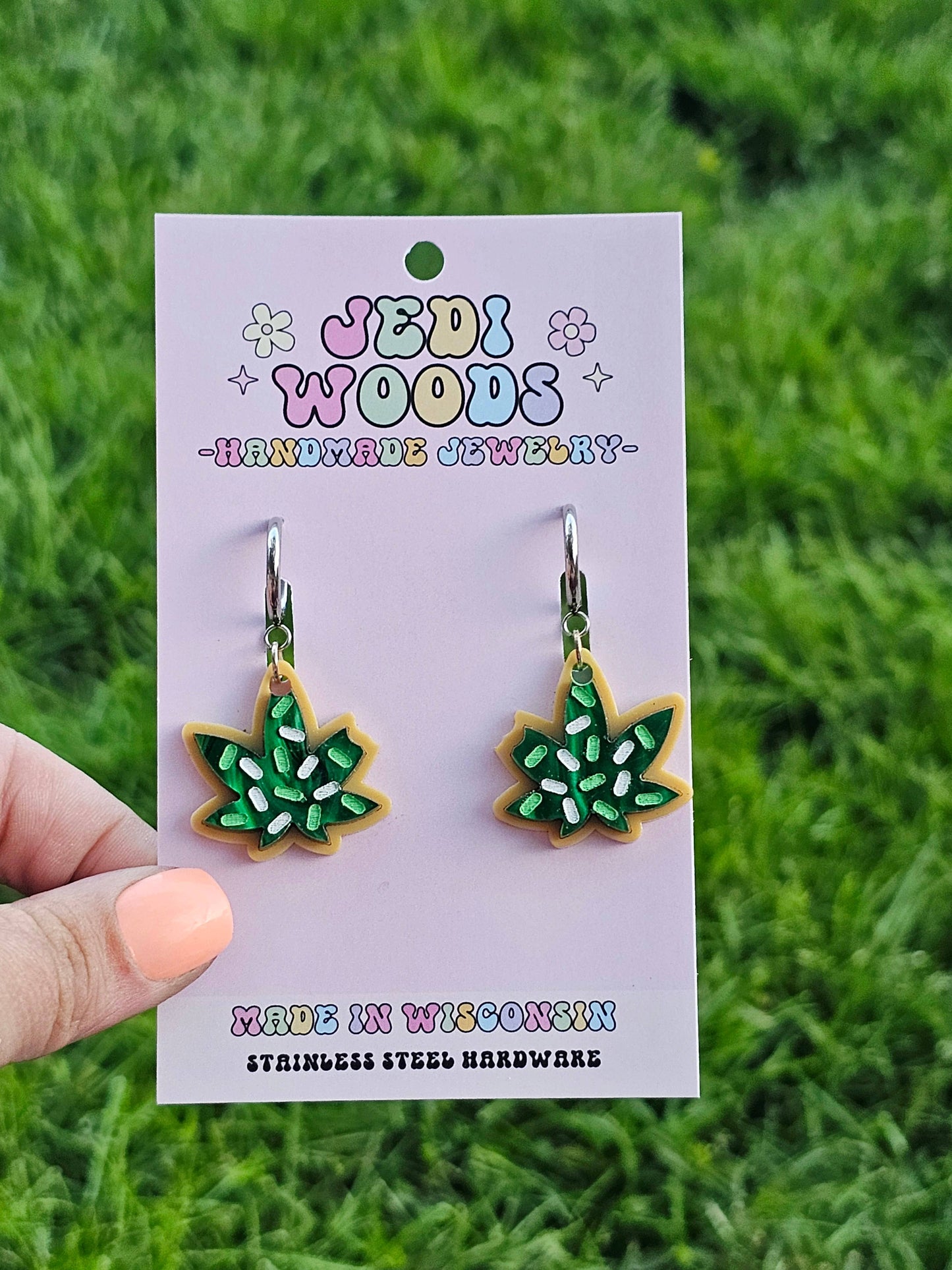 Mary Jane Weed Cookie Earrings