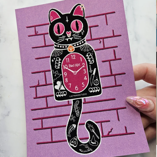 Bad Kat Clock 5x7 Art Print