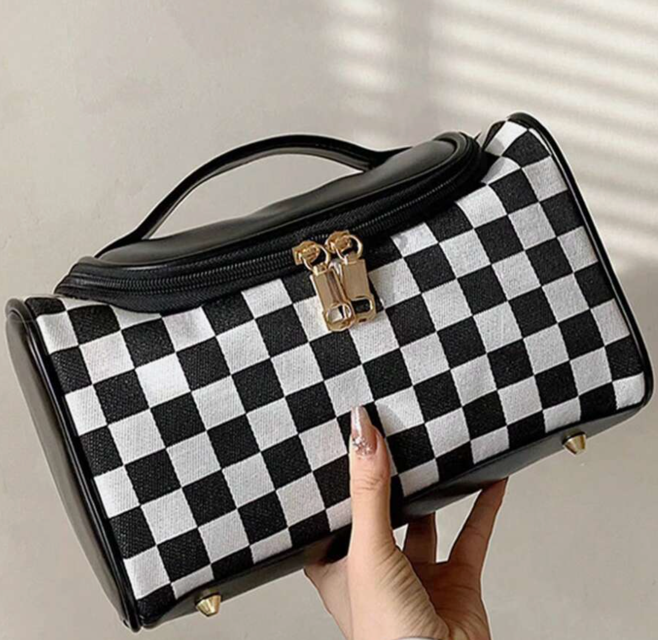 Checkerboard Makeup Bag