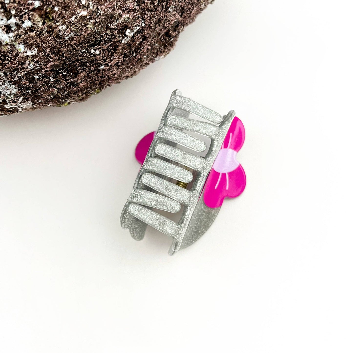 Skull Hair Clip with Heart & Bow