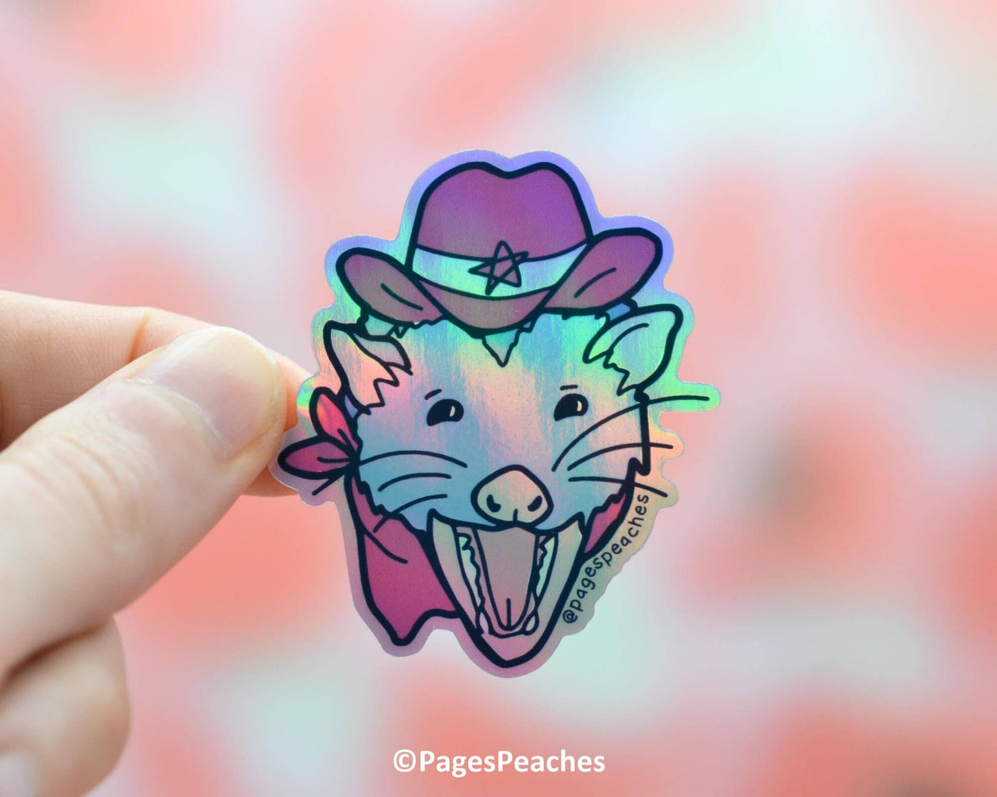 Holo Opossum Sticker