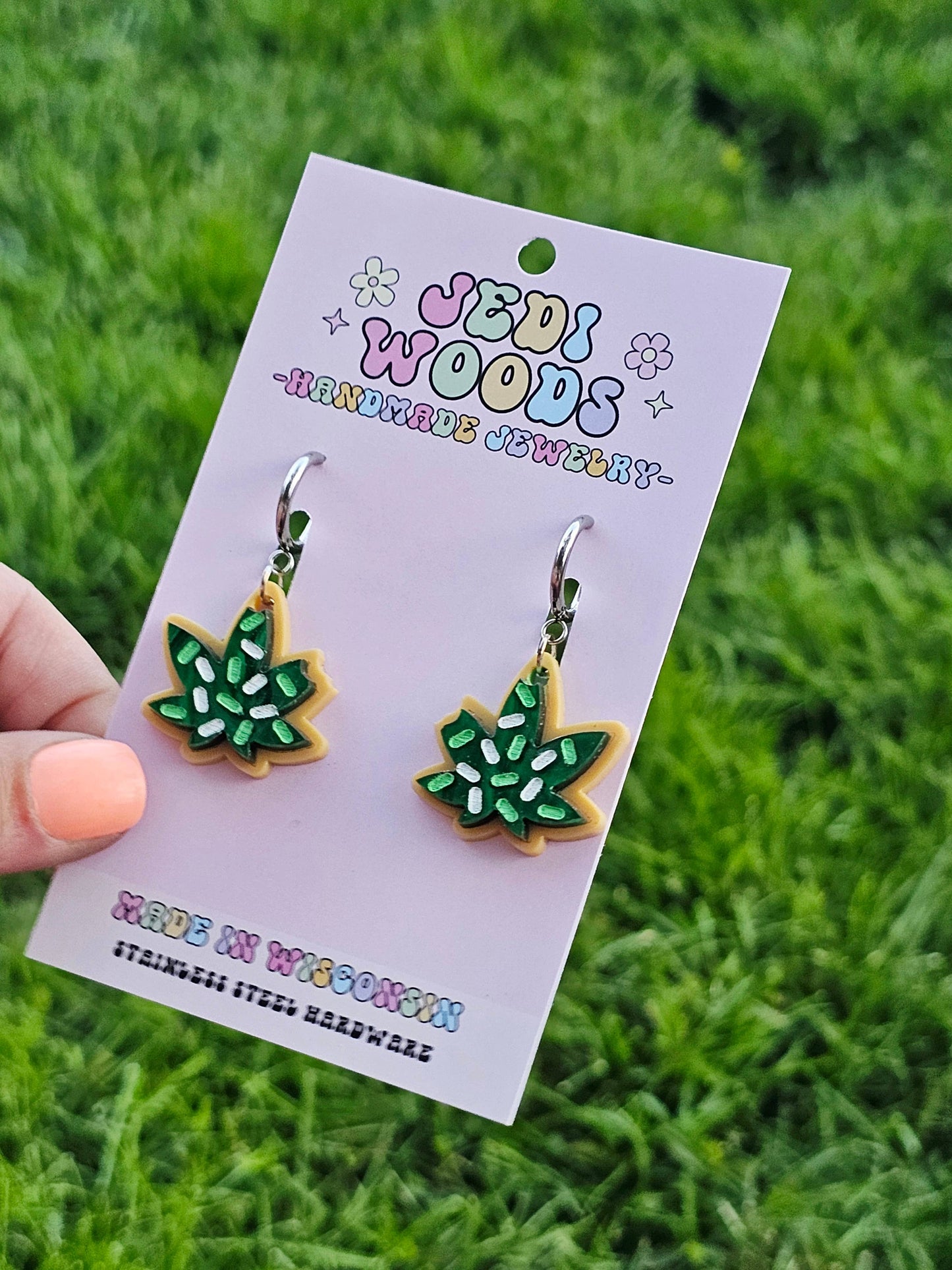 Mary Jane Weed Cookie Earrings