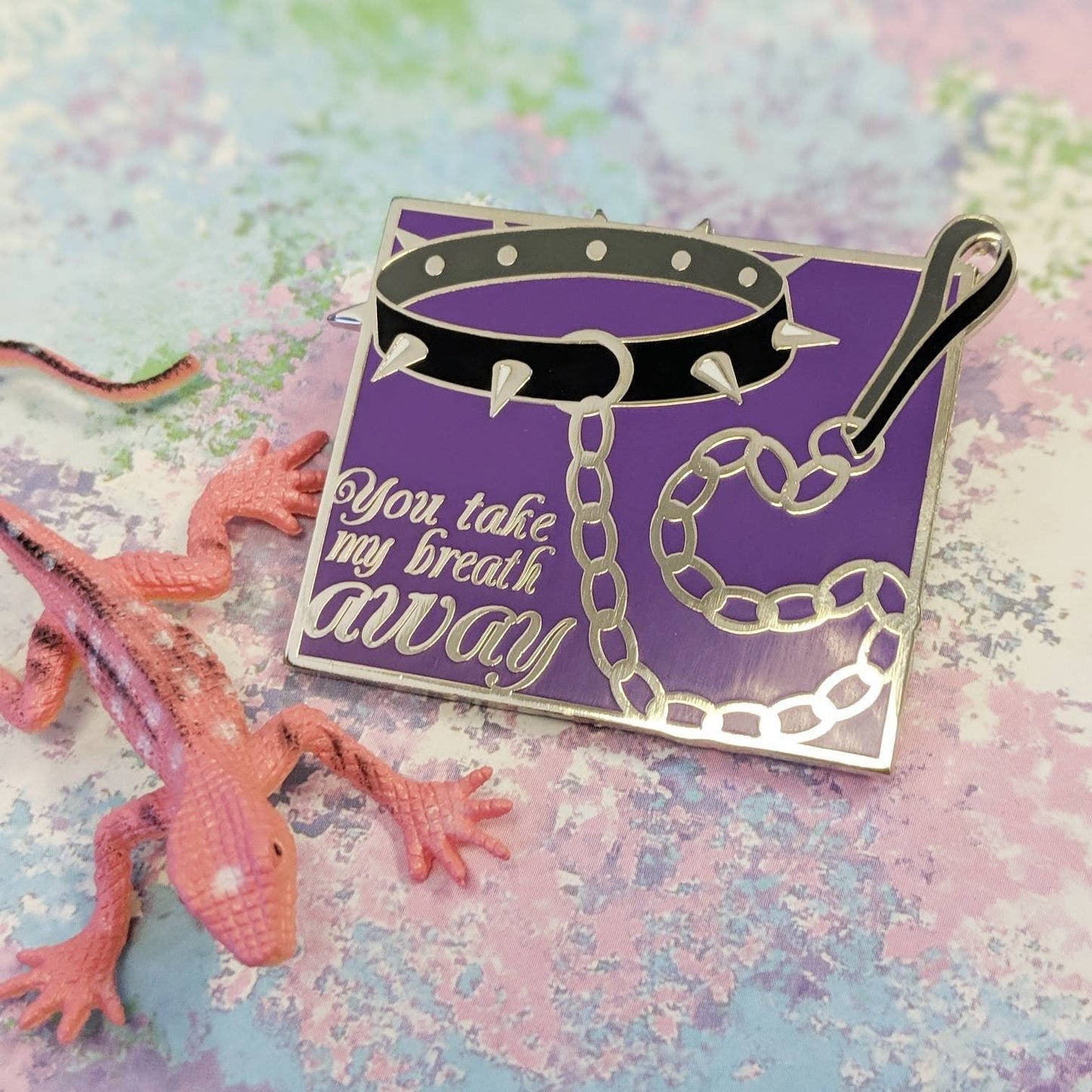 Choker - collar w/ leash, erotic, kinky sexy, enamel pin