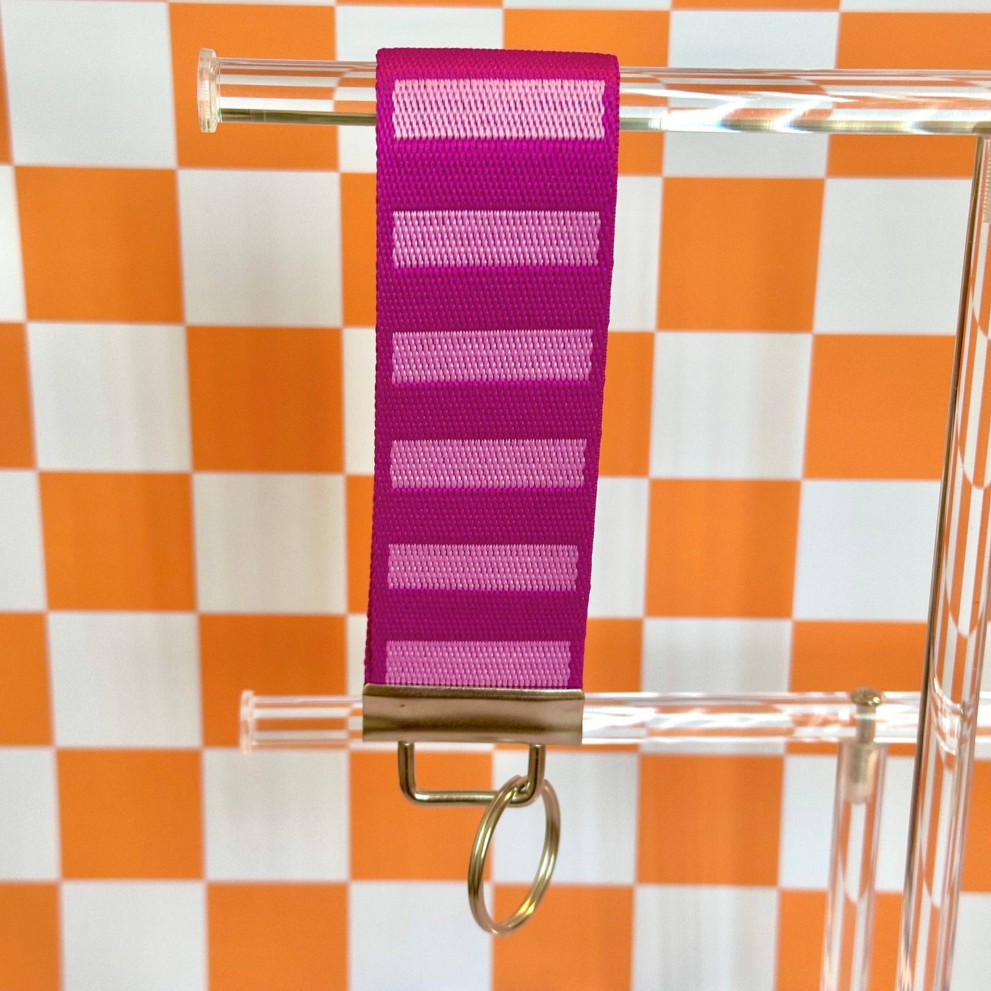 Purple and Pink Handmade Wristlet Key Fob Keychain