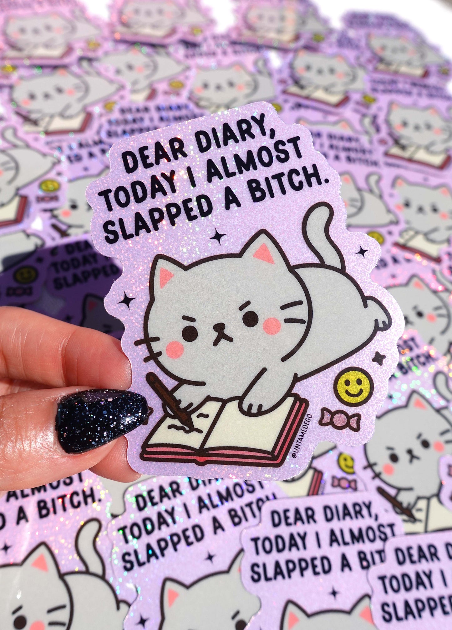 Dear Diary Cat – Funny Glitter Vinyl Sticker