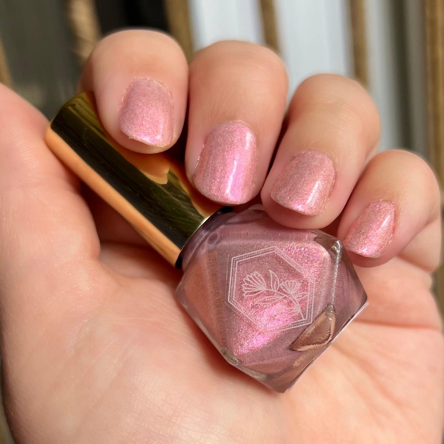 Smitten - Iridescent Pink And Holo Glitter - Nail Polish