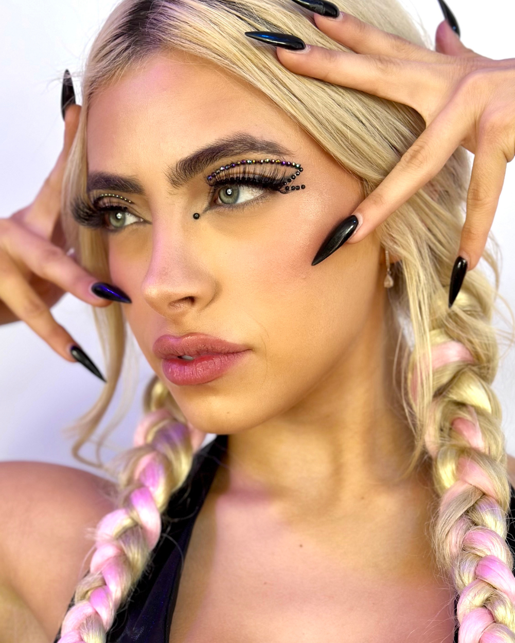 Black Iridescent Cut Crease Face and Eye Jewel Stickers