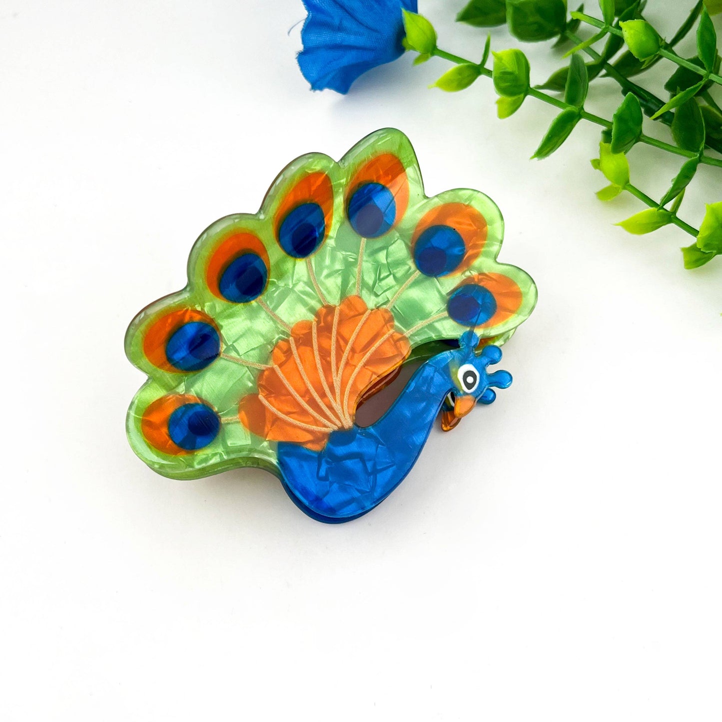Peacock Hair Claw Clip