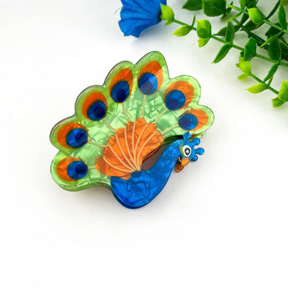 Peacock Hair Claw Clip