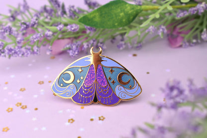 Nyx Greek Mythology Olympian Goddess Moth Enamel Pin