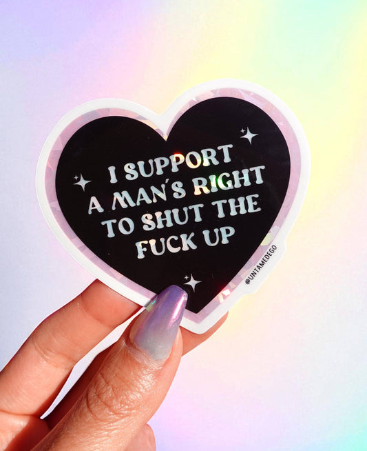 Feminist Heart Sticker - I Support a Man’s Right Sticker