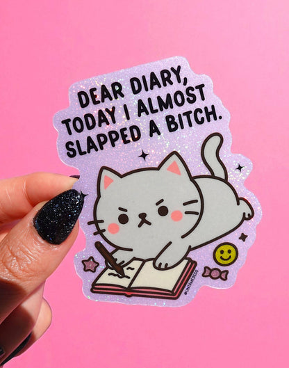 Dear Diary Cat – Funny Glitter Vinyl Sticker