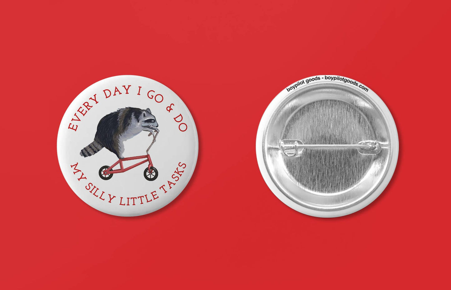 Raccoon on Bike Pin