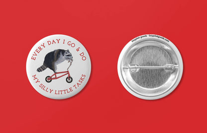 Raccoon on Bike Pin