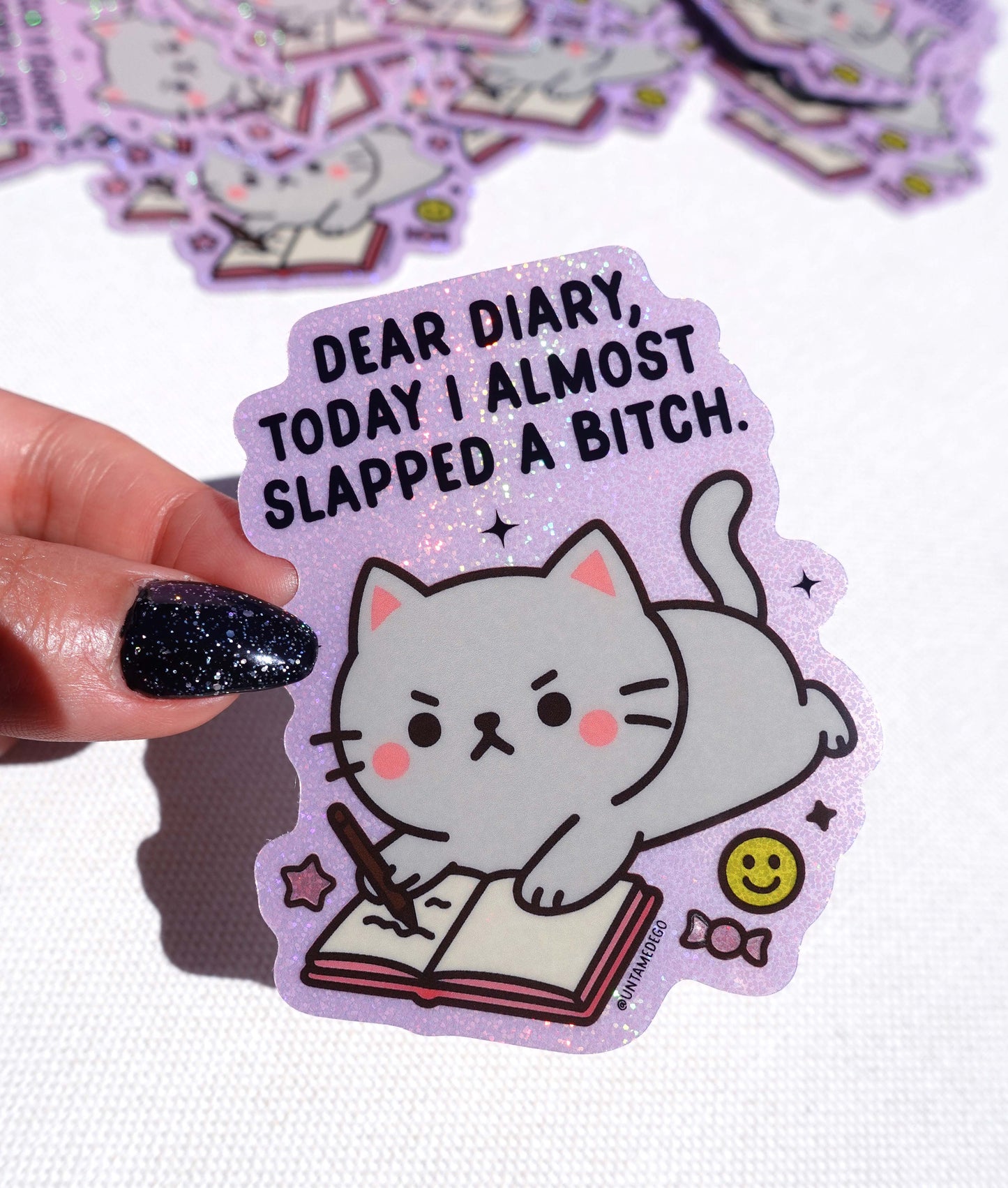 Dear Diary Cat – Funny Glitter Vinyl Sticker