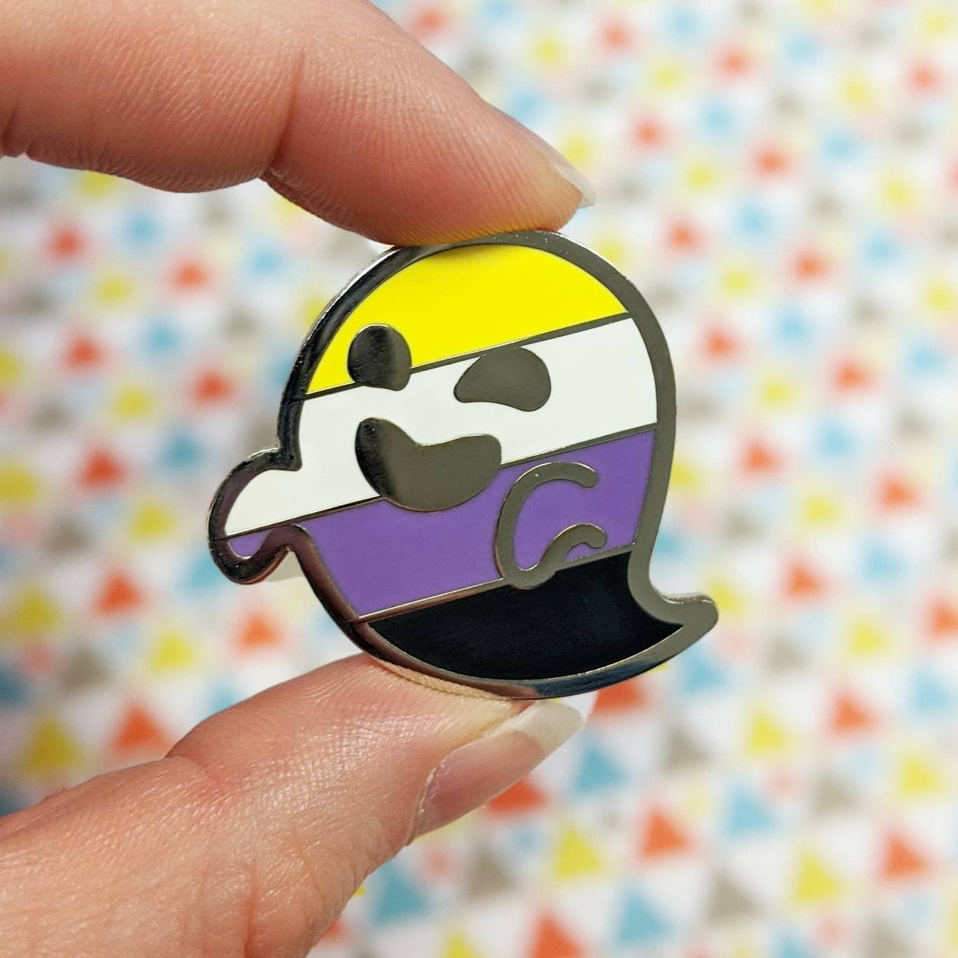 Nonbinarition - nonbinary pride, LGBTQIA+ ghost enamel pin