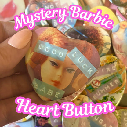 Mystery Vintage Barbie Heart Pinback Button