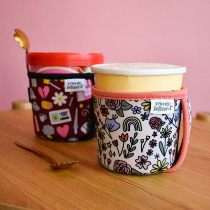 Whimsy Floral Ice Cream Sleeve | Pint Cozy