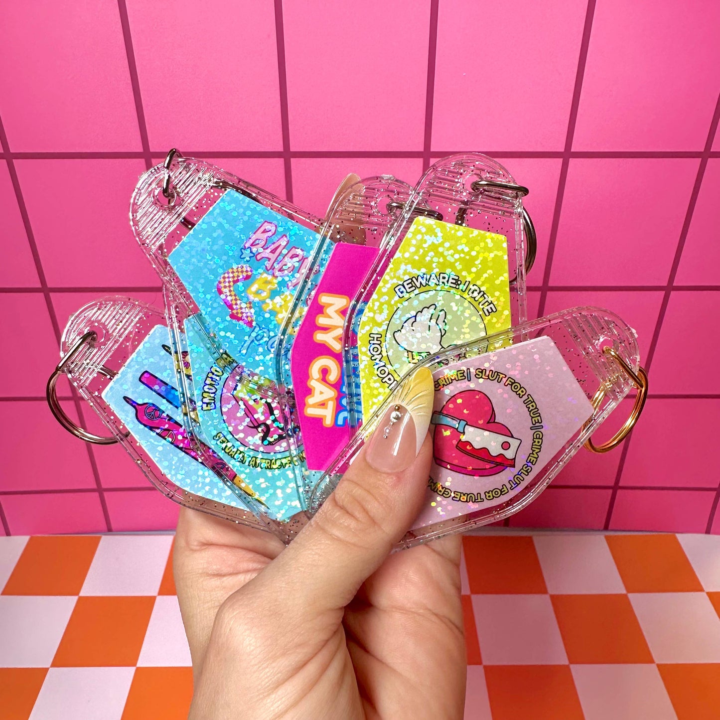 Scissors LGBTQIA+ Funny Lesbian Pride Motel Keychain