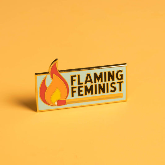Flaming Feminist Pin