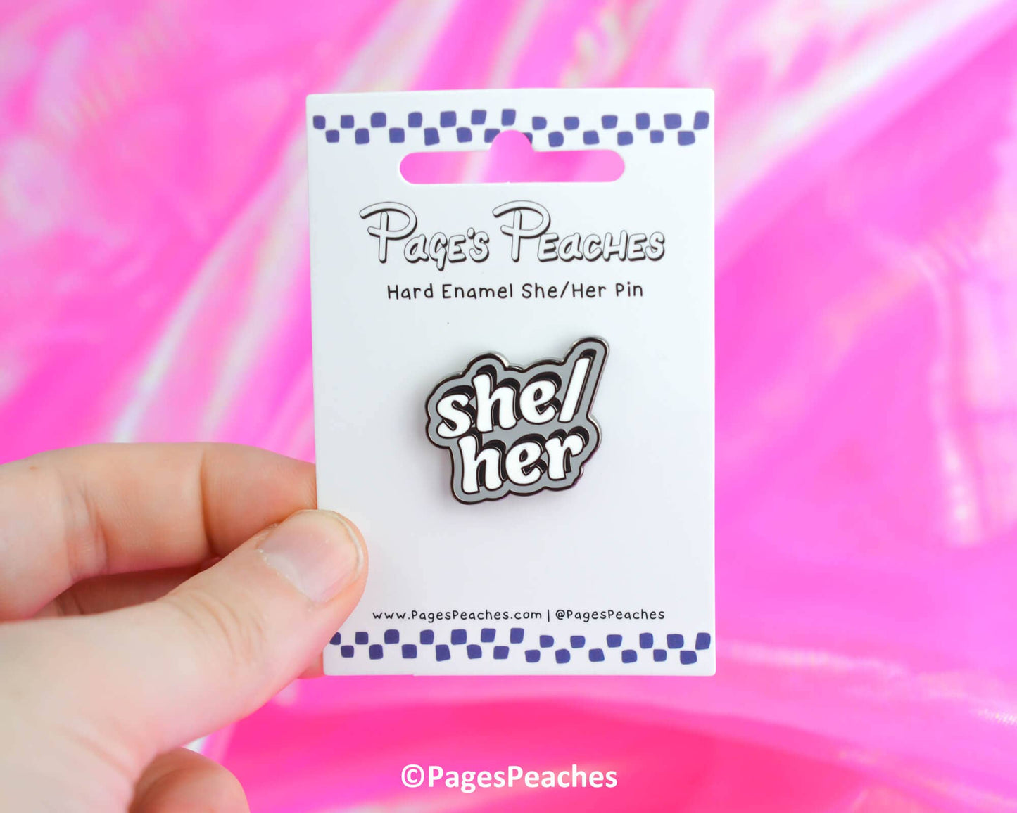 She/Her Pronoun Hard Enamel Pin SILVER