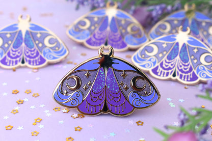 Nyx Greek Mythology Olympian Goddess Moth Enamel Pin
