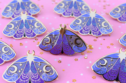 Nyx Greek Mythology Olympian Goddess Moth Enamel Pin