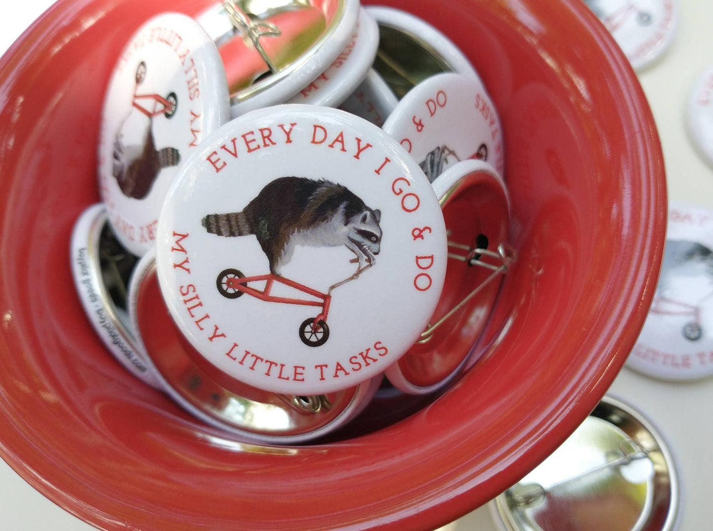 Raccoon on Bike Pin