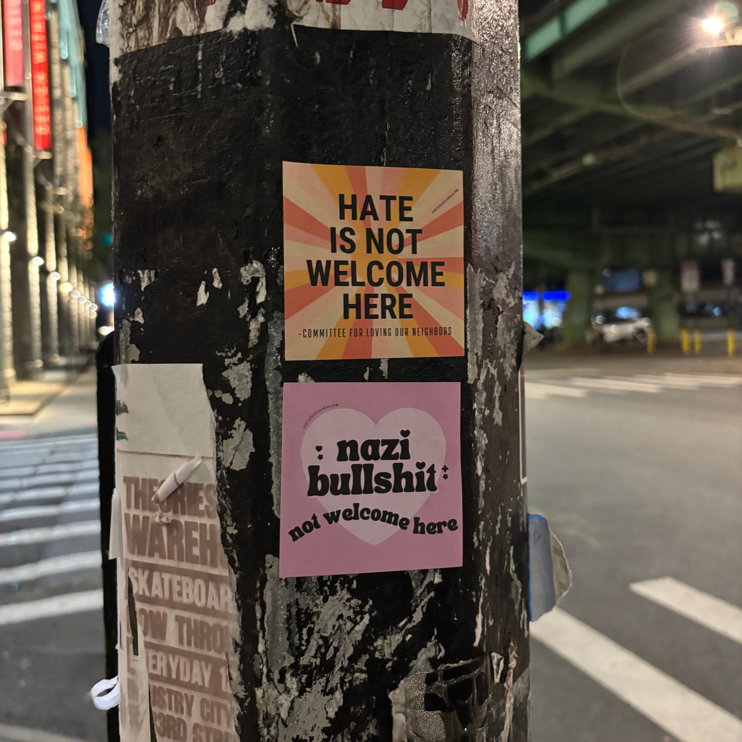 Virtuous Vandalism “Hate is Not Welcome Here” Sticky Notes