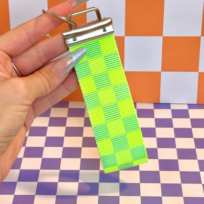 Lime Green Handmade Wristlet Key Fob Keychain