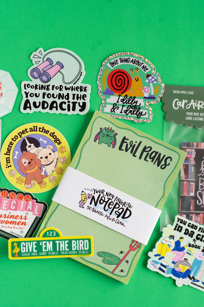 Evil Plans Notepad – Funny Frog Toad Mischief Stationery