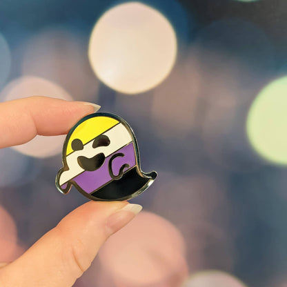 Nonbinarition - nonbinary pride, LGBTQIA+ ghost enamel pin
