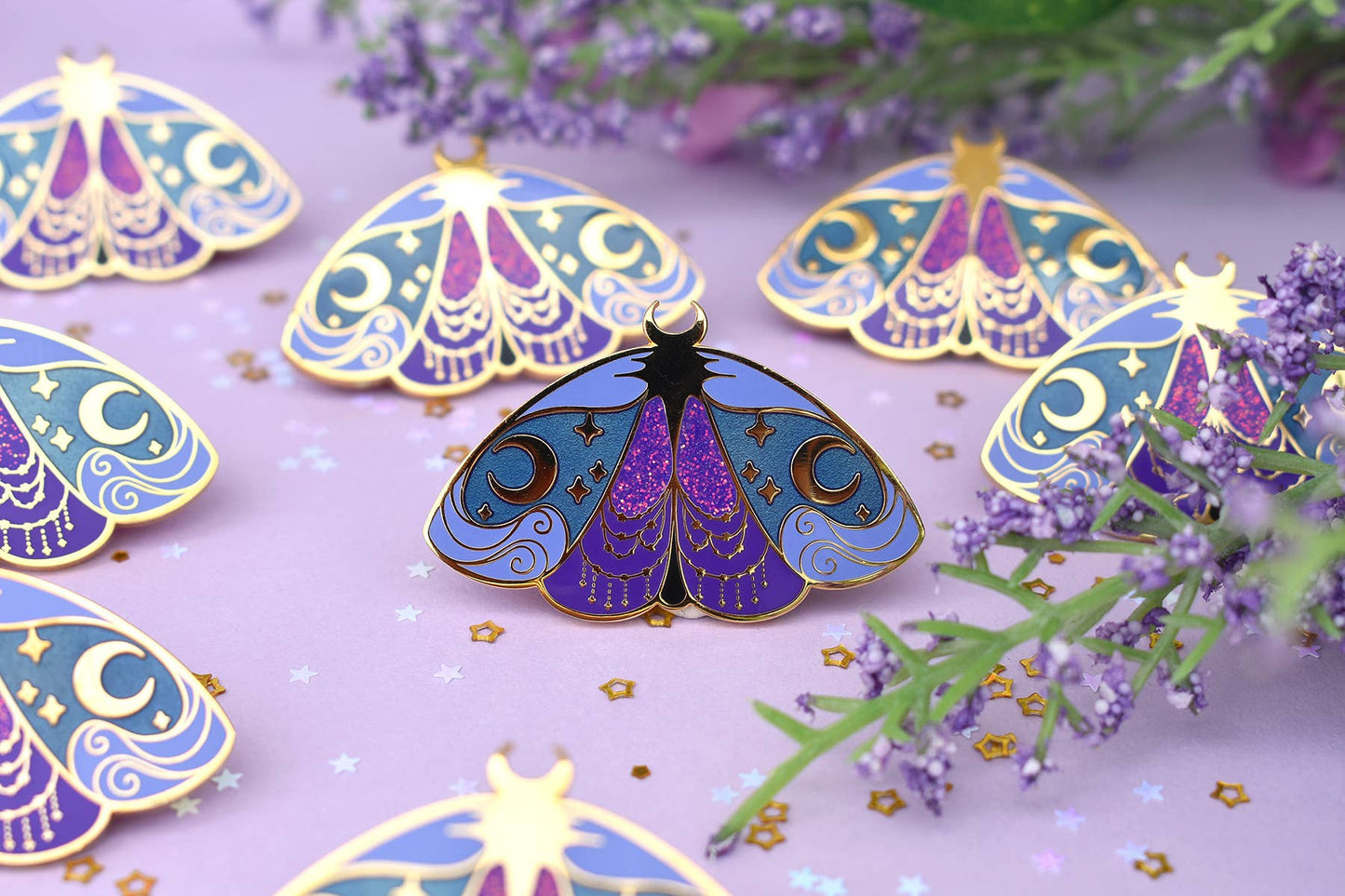 Nyx Greek Mythology Olympian Goddess Moth Enamel Pin