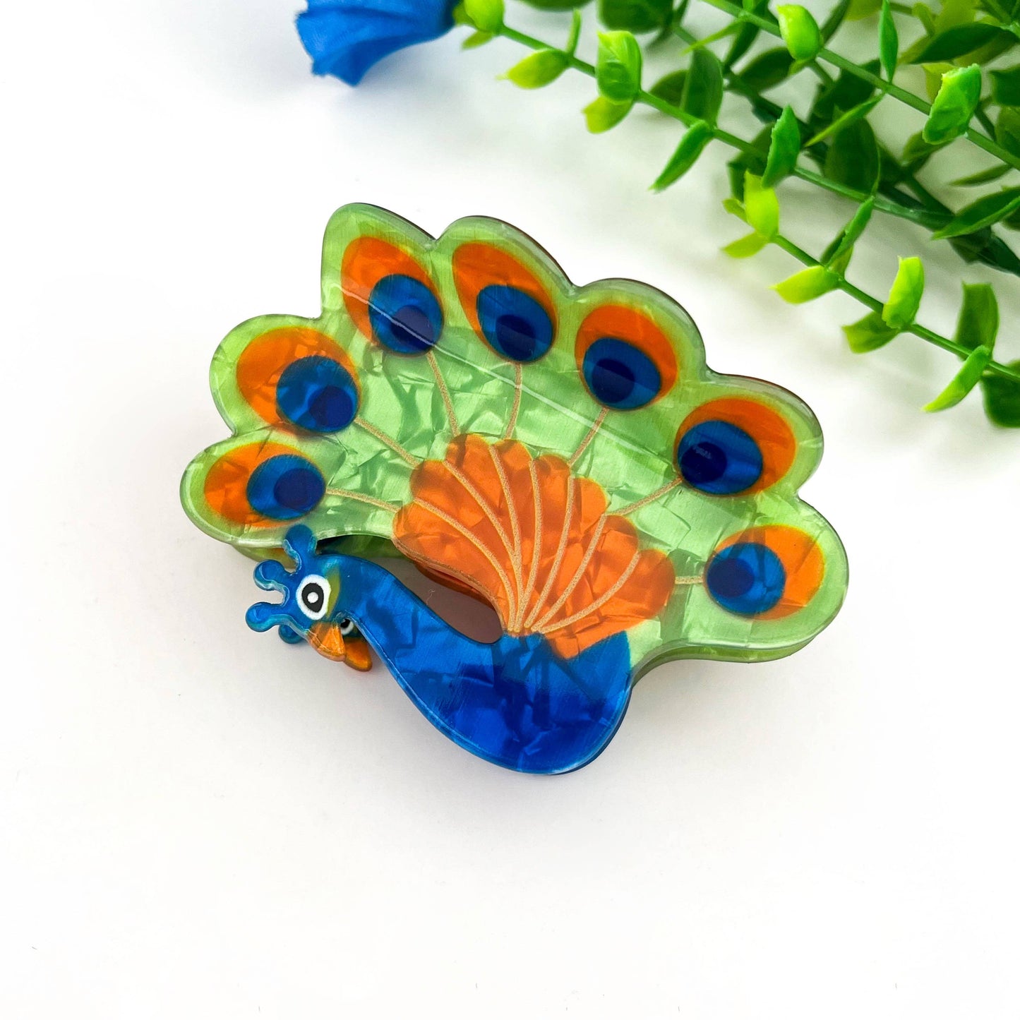 Peacock Hair Claw Clip