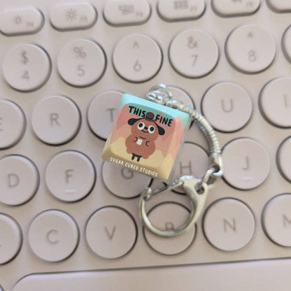 This is Fine - Fidget Keycap Keychain
