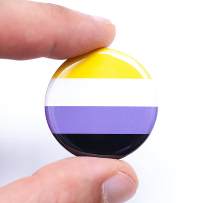 Non-binary pride flag LGBTQ+ pin / button