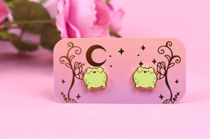 Round Frog Stud Earrings
